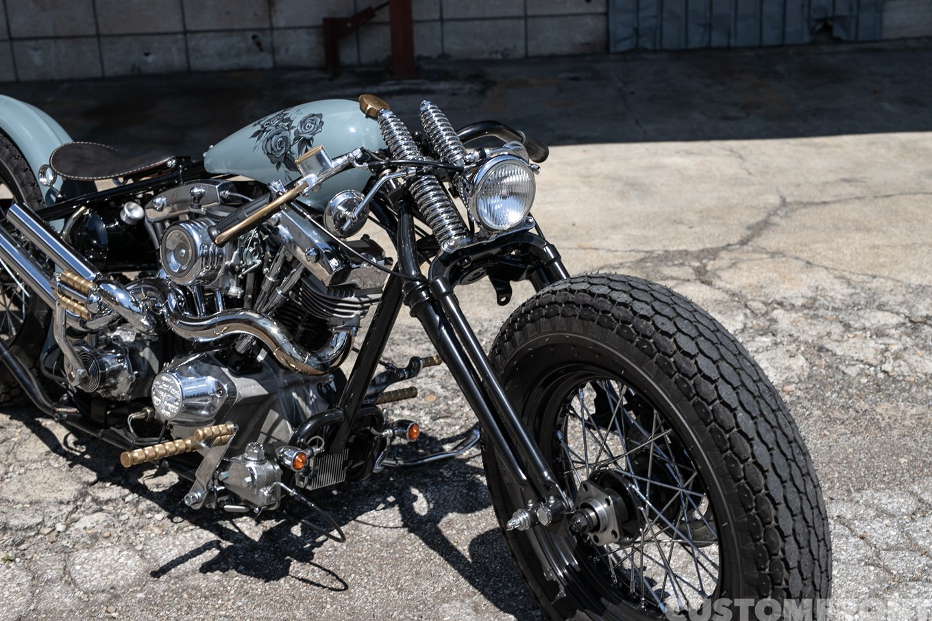 ショベルヘッドのグースネックスタイルハーレー 1979年のフロントフォーク