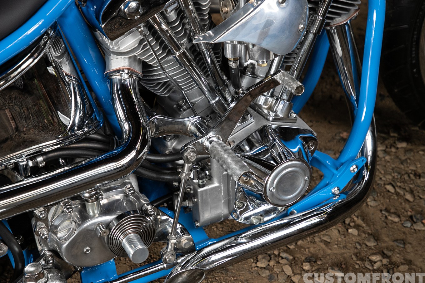 ショーバイクのショベルヘッドチョッパー FLH1980年のフットコントロール