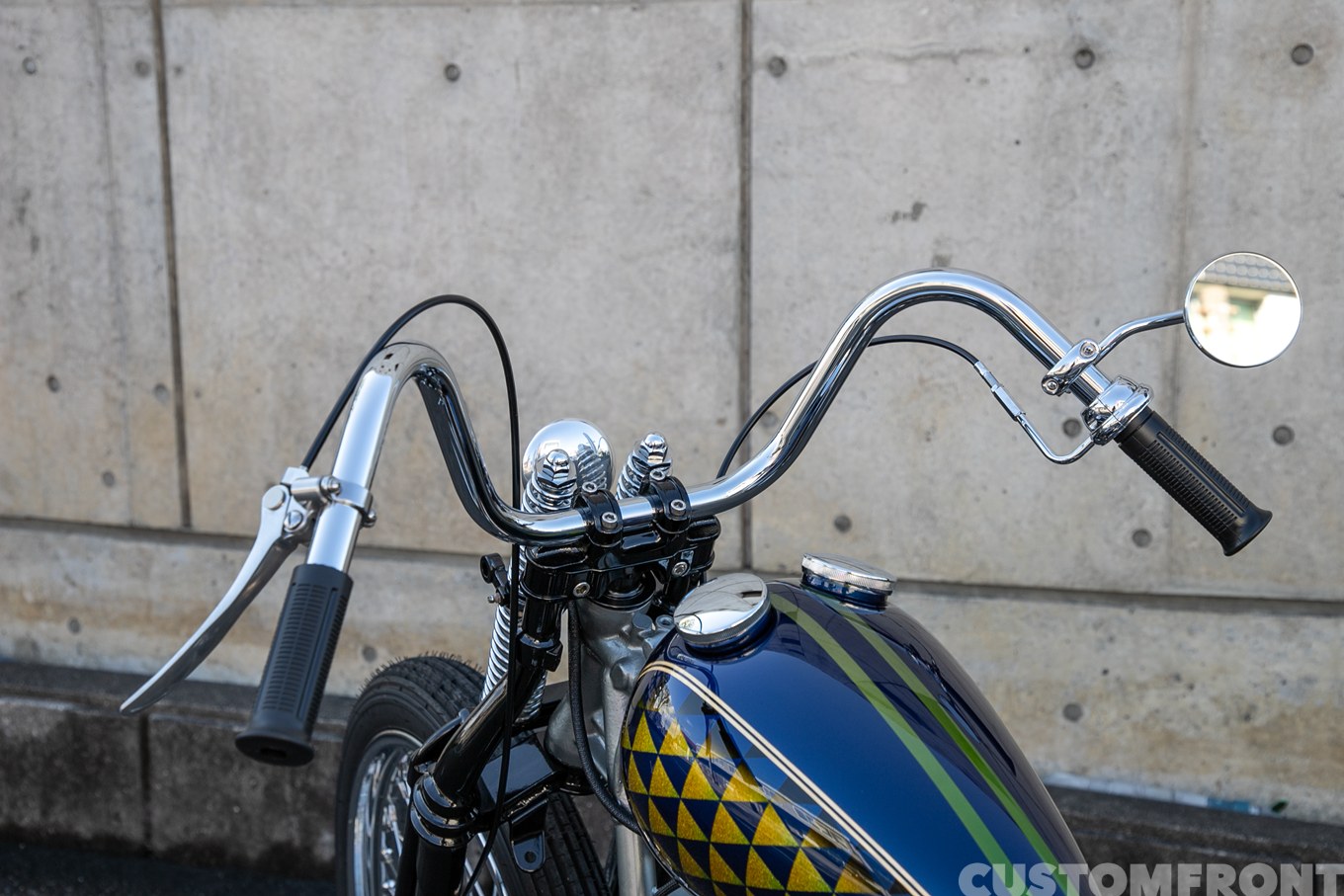 エボリューション(EVO)のファットボーイ(FLSTF)のソフテイルチョッパー 1990年のハンドル