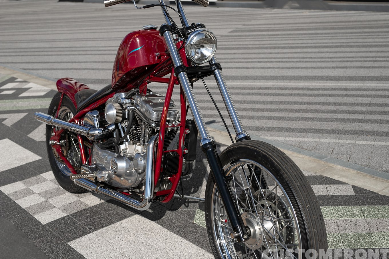 ハーレーのスポーツスター(EVO)XL1200のフリスコスタイルチョッパー 1996年のフロントフォーク