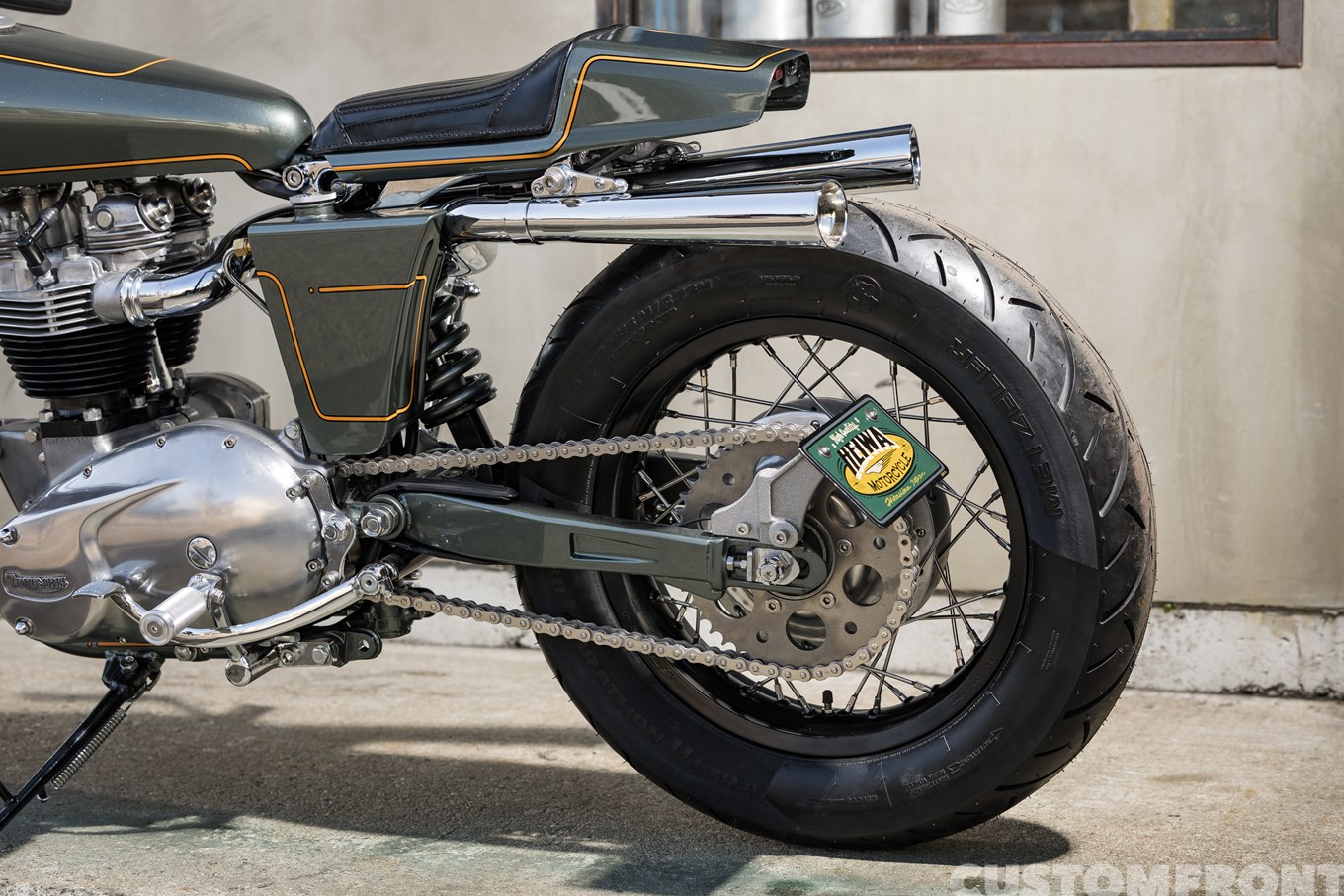 トライアンフTR6のカスタムショーバイク 1965年のリアエンド