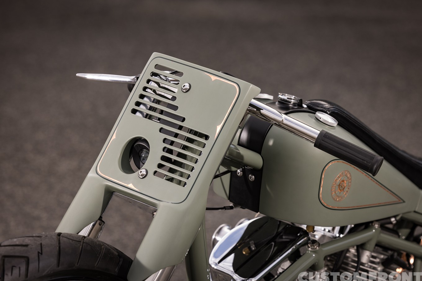 ハーレー S&Sパンヘッド(P93cu.in.)のショーバイクカスタムのフロントフェイス